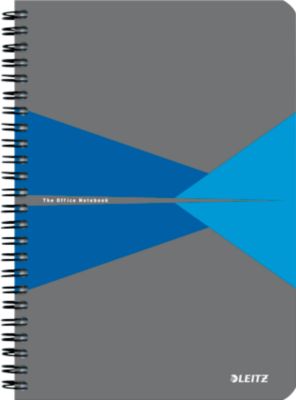 Collegeblock Leitz Office, Format A5, 90 karierte Blatt, lässt sich um 360° öffnen, Spiralbindung, Kartoneinband, FSC®-zertifiziert, blau