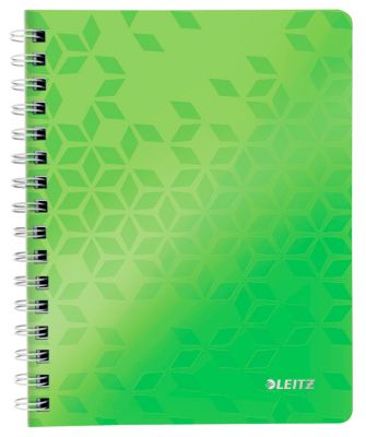 Collegeblock Leitz WOW, DIN A5, 80 karierte Blatt, Klarsicht-Tasche, FSC®-zertifiziert, grün