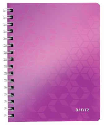 Collegeblock Leitz WOW, DIN A5, 80 karierte Blatt, Klarsicht-Tasche, FSC®-zertifiziert, violett