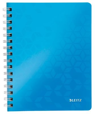 Collegeblock Leitz WOW, DIN A5, 80 linierte Blatt, Klarsicht-Tasche, FSC®-zertifiziert, blau