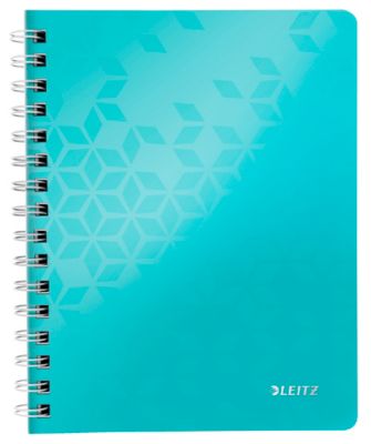 Collegeblock Leitz WOW, DIN A5, 80 linierte Blatt, Klarsicht-Tasche, FSC®-zertifiziert, eisblau