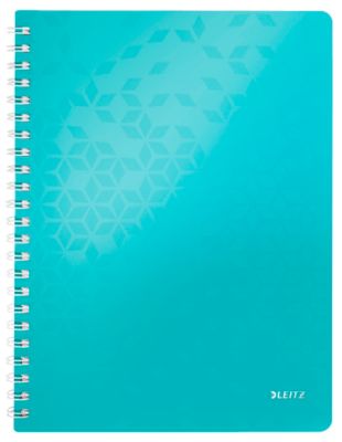 Collegeblock Leitz WOW, Format A4, 80 karierte Blatt, Klarsicht-Tasche, FSC®-zertifiziert, eisblau