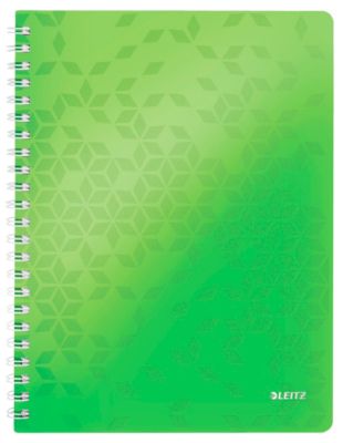 Collegeblock Leitz WOW, Format A4, 80 karierte Blatt, Klarsicht-Tasche, FSC®-zertifiziert, grün