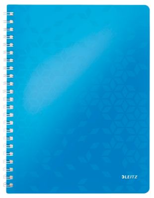 Collegeblock Leitz WOW, Format A4, 80 linierte Blatt, Klarsicht-Tasche, FSC®-zertifiziert, blau
