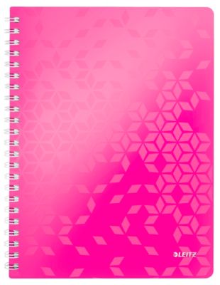 Collegeblock Leitz WOW, Format A4, 80 linierte Blatt, Klarsicht-Tasche, FSC®-zertifiziert, pink