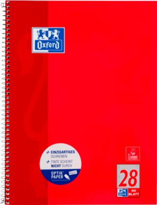 Collegeblock Oxford A4+, 80 Blatt, 90g/m², 4-fach gelocht, Rand rechts & links, kariert, 10 Stück