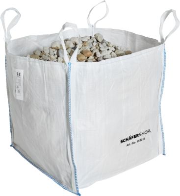 Containersack Big Bag, oben offen, bis 1,5 t, 4 Hebeschlaufen, 1 Stück, B 900 x T 900 x H 900 mm, weiß
