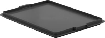 Deckel für Kasten im EURO-Maß, L 400 x B 300 mm, mit Haken, recycelter Kunststoff, eisengrau