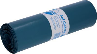 Deiss Abfallsäcke PREMIUM®, Volumen 120 l, reißfest, Stärke 80 µm, ohne Zugband, L 1100 x B 700 mm, Recycling-LDPE, blau, 250 Stück