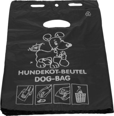 Deiss Hundekotbeutel, 2,8 Liter, HDPE, mit Positionsdruck, B 200 x L 330 mm, schwarz, 2000 Stück