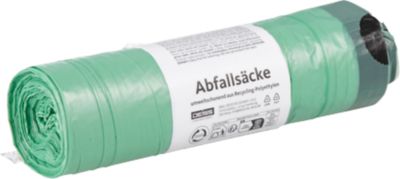 Deiss Müllbeutel, 60 l, mit Zugband, Stärke 30 µ, LDPE, grün, 15 Stück