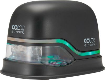 Digitaler Stempel COLOP e-mark®, 600 dpi, Micro-USB/WLAN, mit CMY Tintenpatrone, Druckkopf & Akku, schwarz