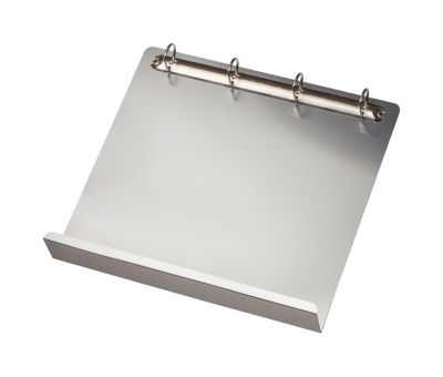 Djois Ringbuchbrett, A4, nur horizontal verwendbar, 4-Ring-Mechanik, bis 250 Blatt, magnetisch, Stifthalterleiste, Recycling-Aluminium, silbergrau