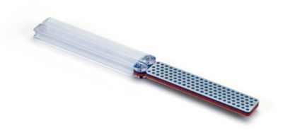 DMT Diamantschärfer DiaFold, länglich, doppelseitig grob 45 µ/fein 25 µ, trocken & mit Wasser verwendbar, Klappgriffe, L 240 mm, blau-rot