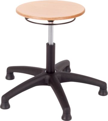 Drehhocker ASSISTENT, mit Gleitern, Sitz Buche