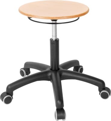 Drehhocker ASSISTENT, mit Rollen, Sitz Buche