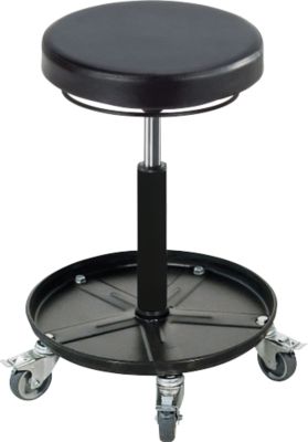 Drehhocker ASSISTENT, mit Rollen und Ablage, Sitz PU-Schaum