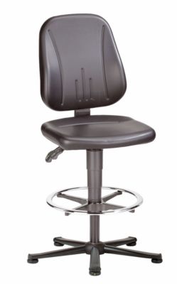 Drehstuhl 9651 ESD, Kunstleder, mit Gleiter und Fussring, Skai grau