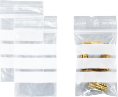 Druckverschlussbeutel, Polyethylen, 40 × 60 mm, 50 µm, 50% Regeneratanteil, 3 Beschriftungsfelder, transparent, 1000 Stk.
