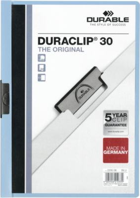 Durable Klemmmappe Duraclip, DIN A4, Kunststoff, mit Clip, hellblau