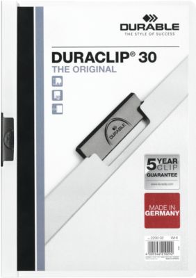 Durable Klemmmappe Duraclip, DIN A4, Kunststoff, mit Clip, weiß