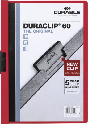 Durable Klemmmappen Duraclip, DIN A4, Kunststoff, mit Clip, rot
