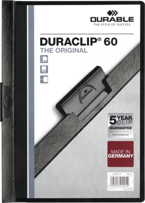 Durable Klemmmappen Duraclip, DIN A4, Kunststoff, mit Clip, schwarz