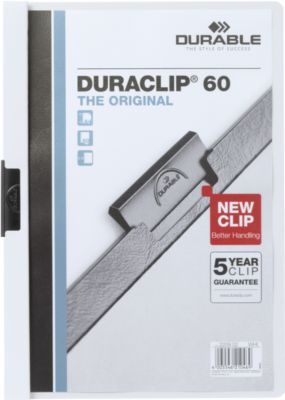 Durable Klemmmappen Duraclip, DIN A4, Kunststoff, mit Clip, weiß