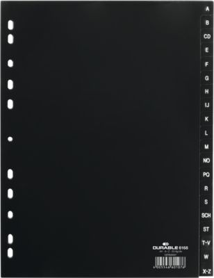 Durable Kunststoffregister, DIN A4 Hochformat, Buchstaben A bis Z (20 Fächer), schwarz