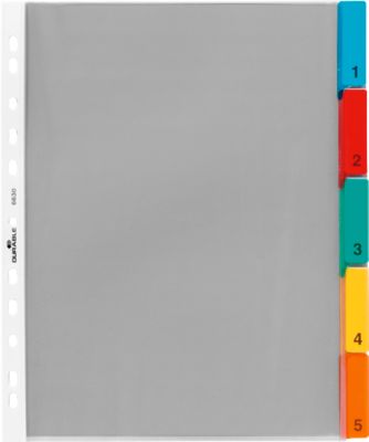Durable PP-Hüllenregister überbreit, 5 Blätter, farbige Taben