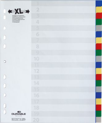 Durable PP-Register, 20 Blätter, überbreit