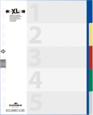 Durable PP-Register, 5 Blätter, überbreit