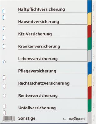 Durable PP-Register für Versicherungen, 10 Blätter