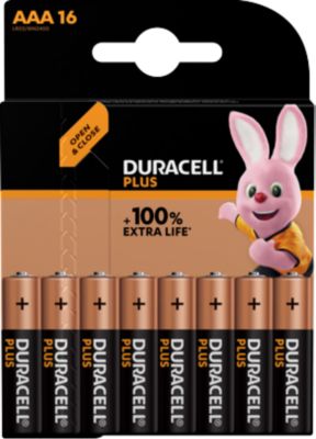 Duracell Alkaline Batterie Plus Extra Life, Micro AAA, LR03, 1,5 V, im Retail Blister, 16 Stück