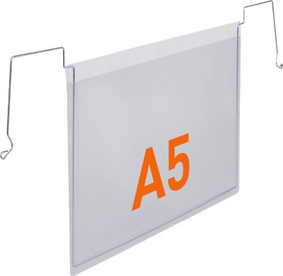 Duurzame draadhangerzak, DIN A5 liggend, zonder beschermflap, B 450 x H 205 mm, PP, transparant, 50 stuks