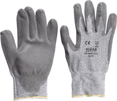 DYNEEMA® Schutzhandschuhe, EN 388 Kategorie II, Schnittschutzklasse 3, HDPE-Fase & PU-Beschichtung, grau, 1 Paar, Größe 10