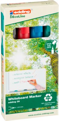 Edding 28 EcoLine Whiteboardmarker, Rundspitze, nachfüllbar, 4er-Set