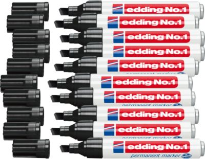edding No.1 permanent Marker, 10 Stück, schwarz