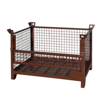 Eichinger-Industrie Gitterbox-Stapelpalette, bis 2000 kg, 3 Seitenwände, Kranösen, B 1500 x T 1000 x H 750 mm, Stahl, schokoladenbraun RAL 8017