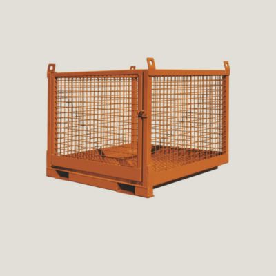 Eichinger-Industrie Ladebox für den Stapler- und Kranbetrieb, bis 1500 kg, 3 Seitenwände, klappbare Auffahrrampe, Kranösen, Stahl, reinorange RAL 2004