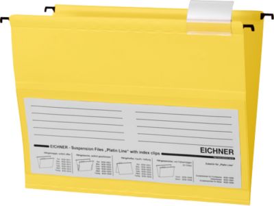EICHNER Hängemappen,für Formate bis DIN A4, Öffnung seitlich, PVC, gelb, 10 Stück