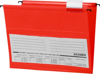 EICHNER Hängemappen,für Formate bis DIN A4, Öffnung seitlich, PVC, rot, 10 Stück