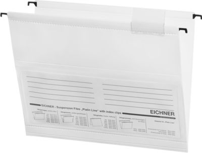 EICHNER Hängemappen,für Formate bis DIN A4, Öffnung seitlich, PVC, weiß, 10 Stück