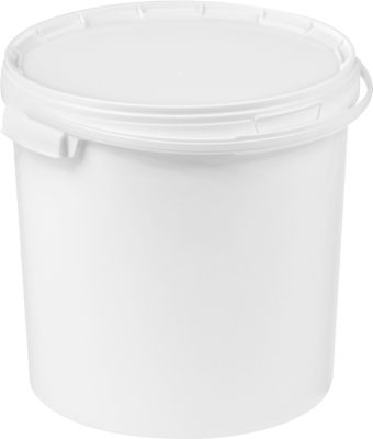 Eimer, mit Deckel & Griffen, 10 l, Ø 270 x H 264,5 mm, ISO-Norm, lebensmittelecht, temperaturbeständig, stapel- & nestbar, recycelbares PP, weiß, 5 Stück