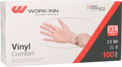 Einmalhandschuhe WORK-INN Comfort, Vinyl, puderfrei, latexfrei, transparent, Größe XL, 100 Stück
