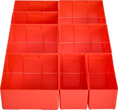 Einsatzkasten Set für Schäfer Shop Pure Schubladenblock 411, 8-teilig, ABS-Kunststoff, rot