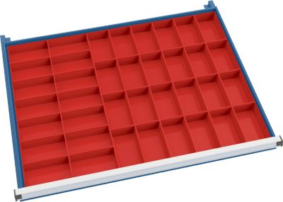 Einsatzkastenset 38 Stück für Schubladenschrank 910 mm breit passend für Schubladen mit 75/100 mm Höhe