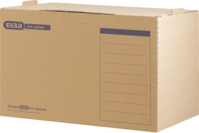 Elba Archivcontainer Tric, bis A4, Frontklappe, stapelbar, B 510 x T 330 x H 360 mm, Wellpappe, naturbraun, 5 Stück
