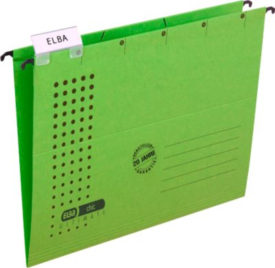 ELBA chic® ULTIMATE Hängemappen, für Formate bis DIN A4, seitlich offen, grün