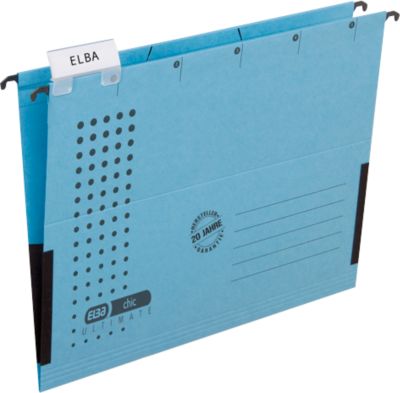 ELBA chic® ULTIMATE Hängetasche, für Formate bis DIN A4, Recyclingkarton, 25 Stück, blau